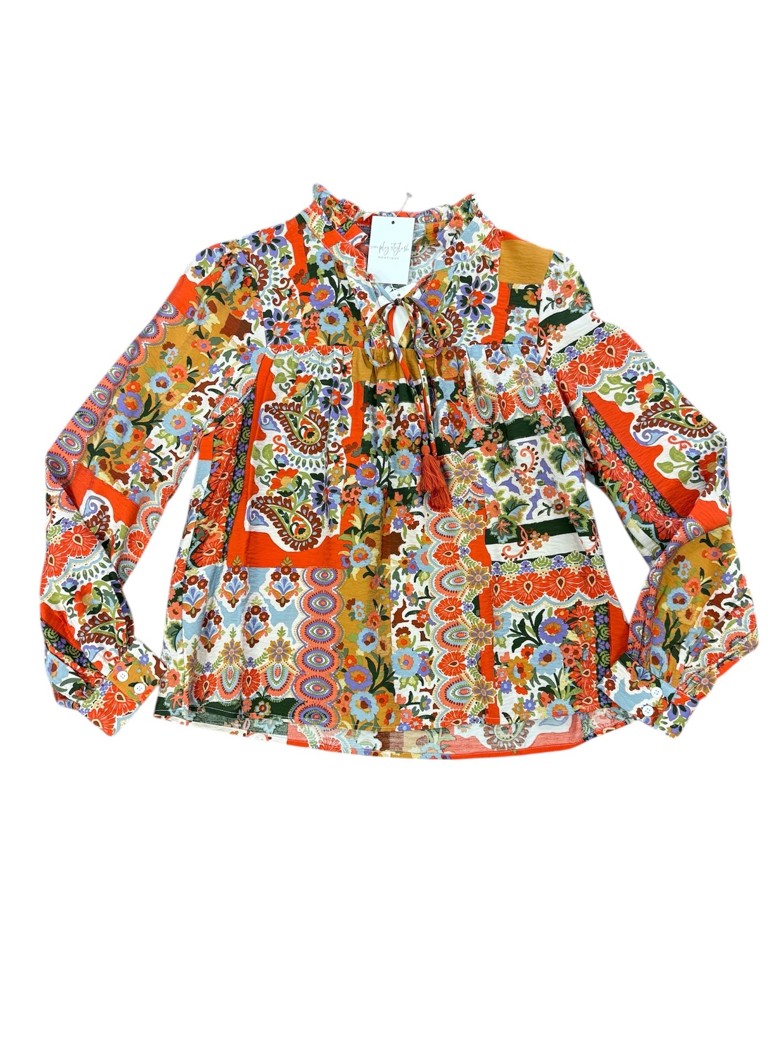 Amber Trails Tassel Top-130 Dressy Tops & Blouses-Simply Stylish Boutique-Simply Stylish Boutique | Women’s & Kid’s Fashion | Paducah, KY