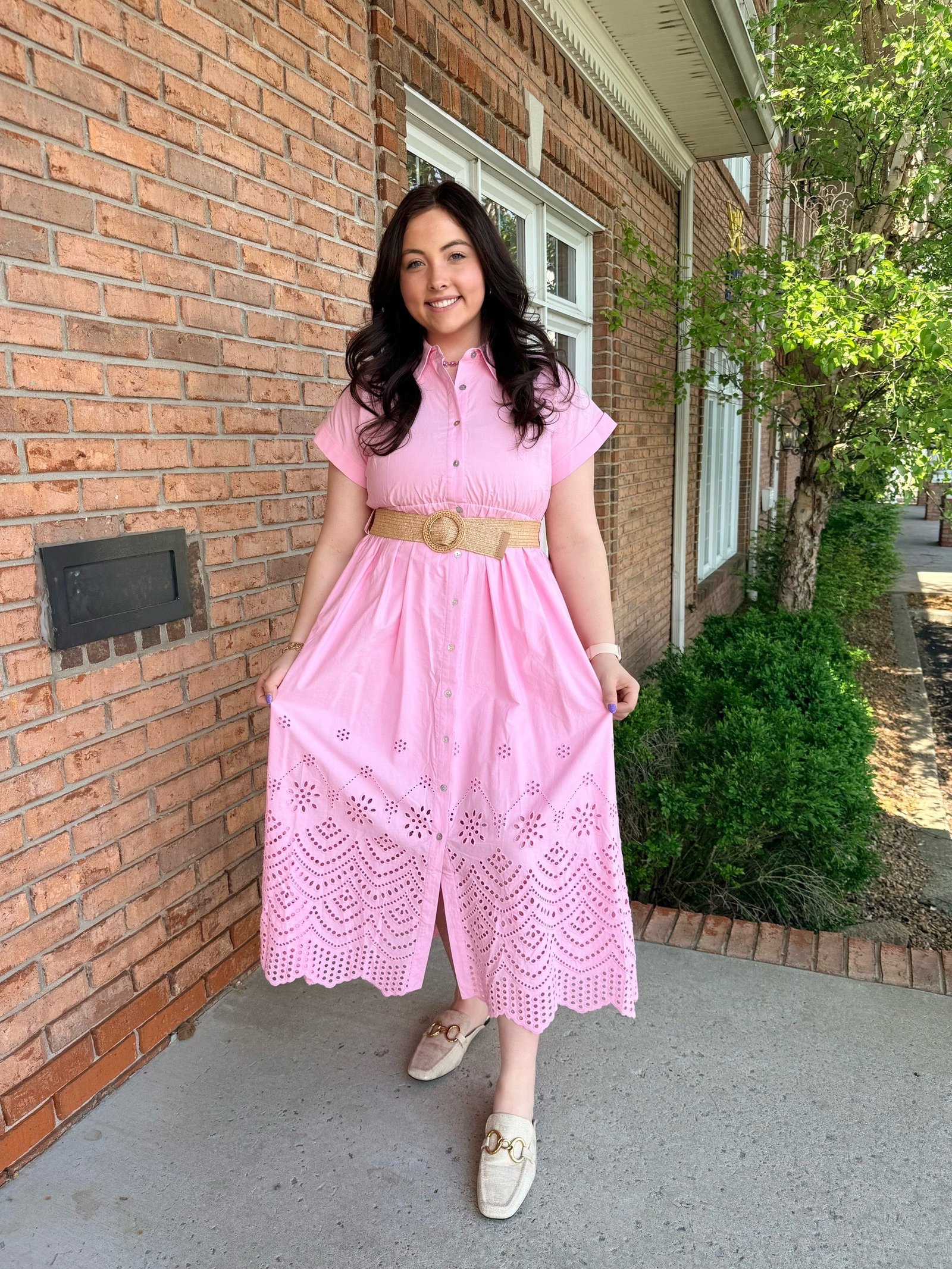 Pink Petal Eyelet Dress-310 Dresses-Simply Stylish Boutique-Simply Stylish Boutique | Women’s & Kid’s Fashion | Paducah, KY