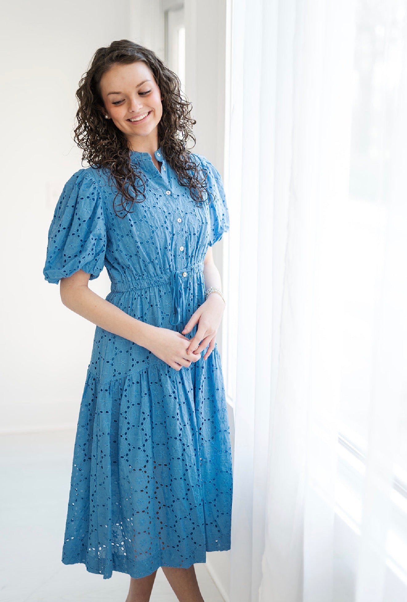 Bluebell Eyelet Midi-310 Dresses-Simply Stylish Boutique-Simply Stylish Boutique | Women’s & Kid’s Fashion | Paducah, KY