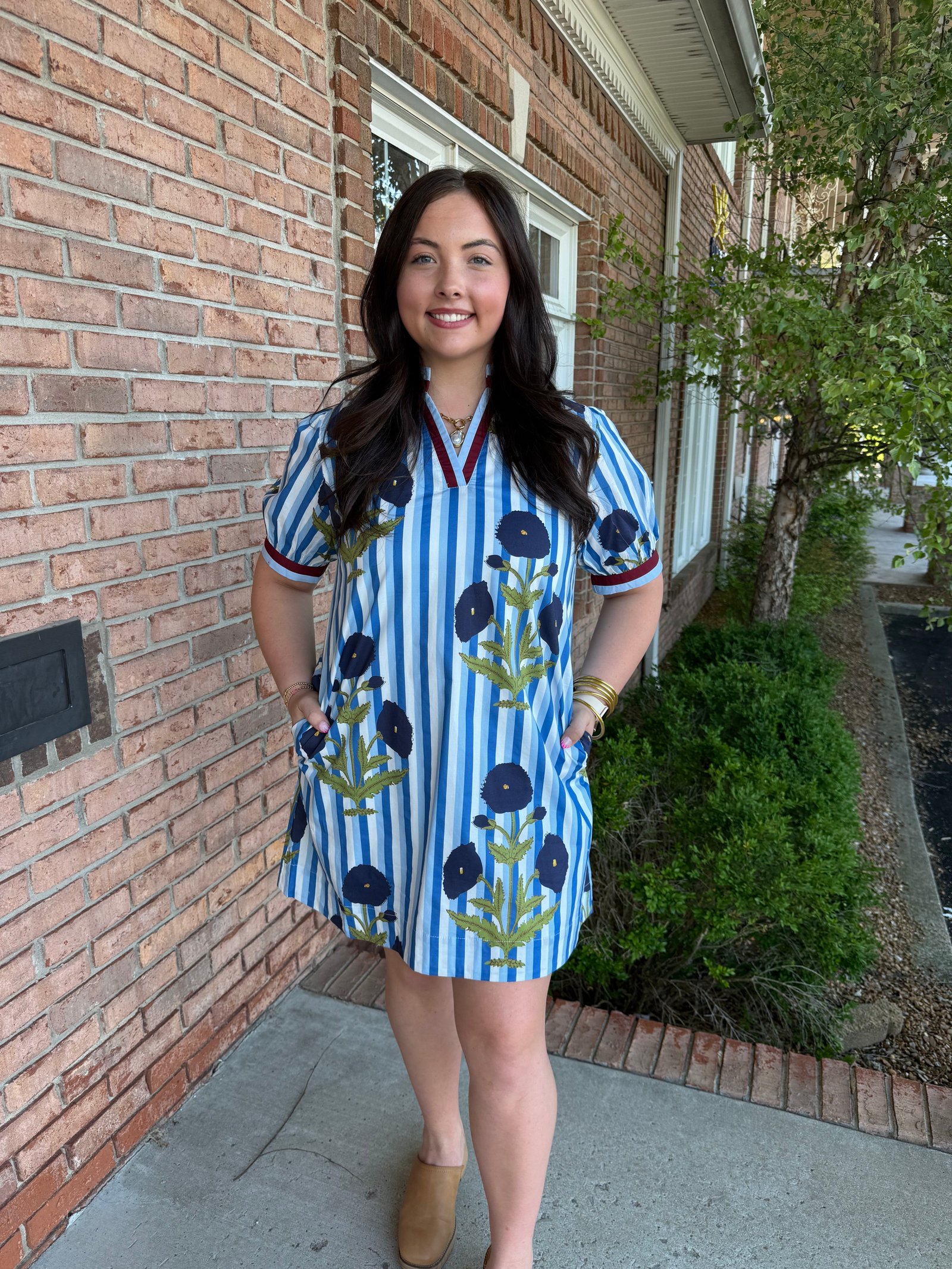 Garden Stripe Shift Dress-310 Dresses-Simply Stylish boutique-Simply Stylish Boutique | Women’s & Kid’s Fashion | Paducah, KY