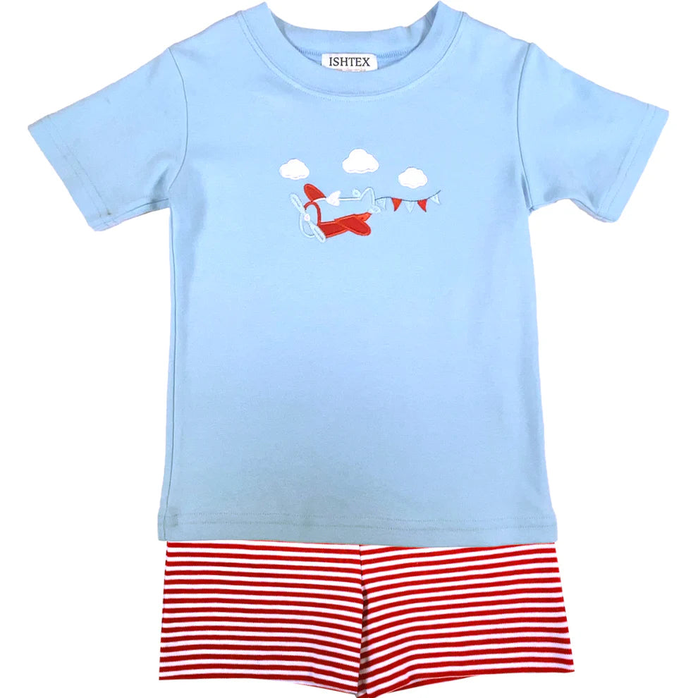 Airplane Short Set-520 Baby & Kids Gifts-Simply Stylish Boutique-Simply Stylish Boutique | Women’s & Kid’s Fashion | Paducah, KY